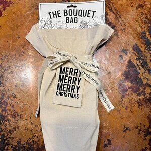 GREAT GIFT!  Merry Christmas Flowers/Wine Canvas Gift Bag